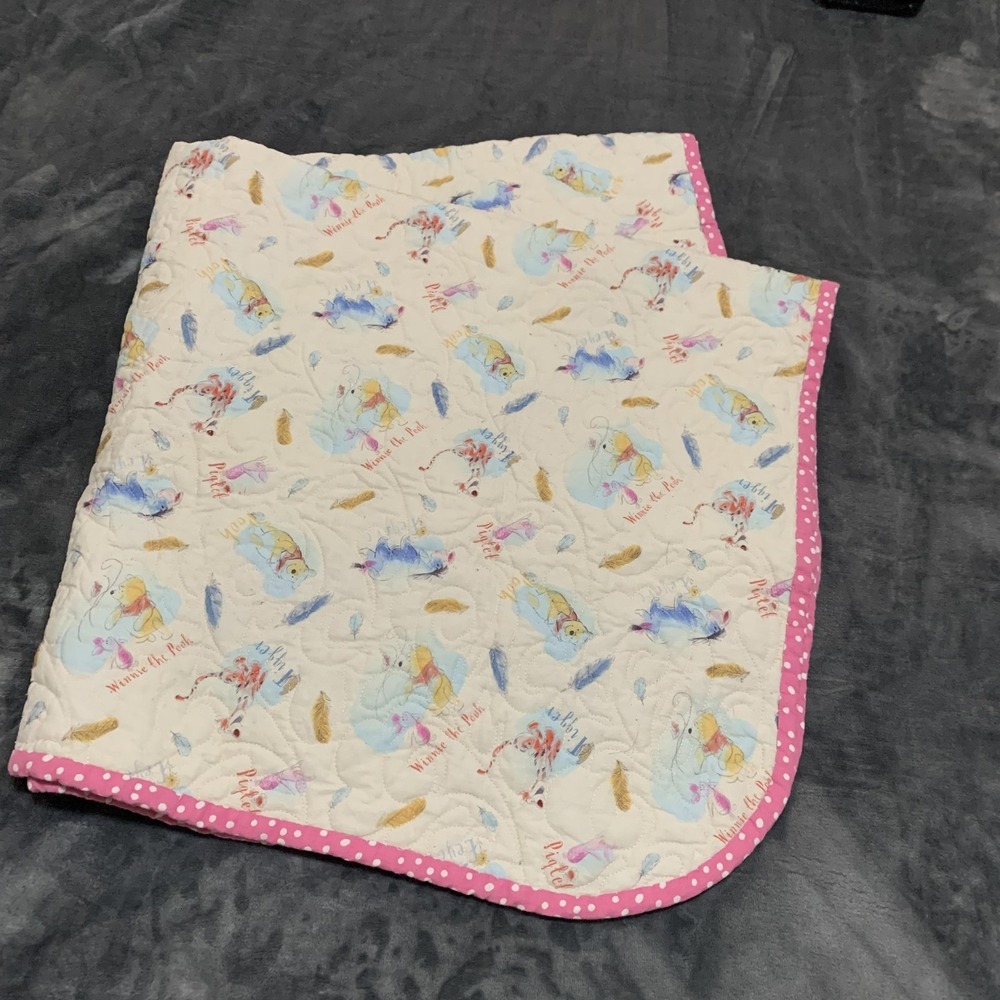Winnie the Pooh Baby Blanket Reversible Quilted Disney Piglet Tigger Handmade